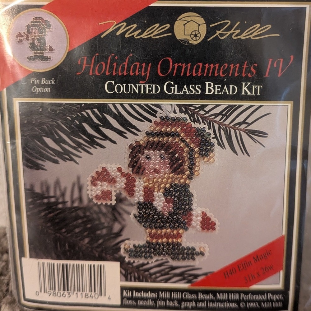 Mill Hill Holiday Ornaments Elfin Magic‎ Counted Glass Bead Kit H40 Vintage 1993